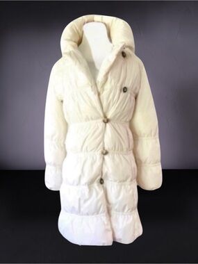 New! POST CARD White Puffer Coat Rhinestone Buttons Size 6